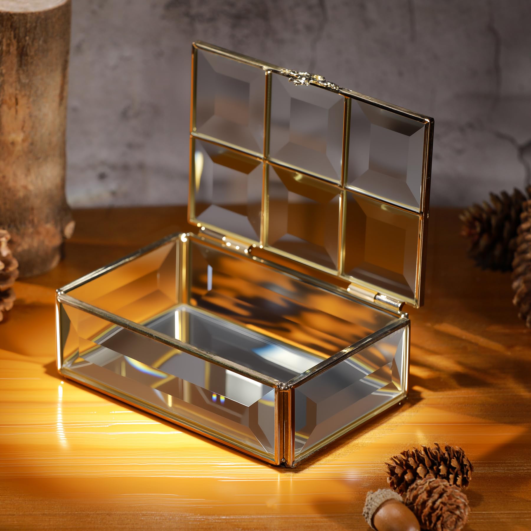 Amazon.com: DHCGPP Rectangular Vintage Glass Jewelry Box