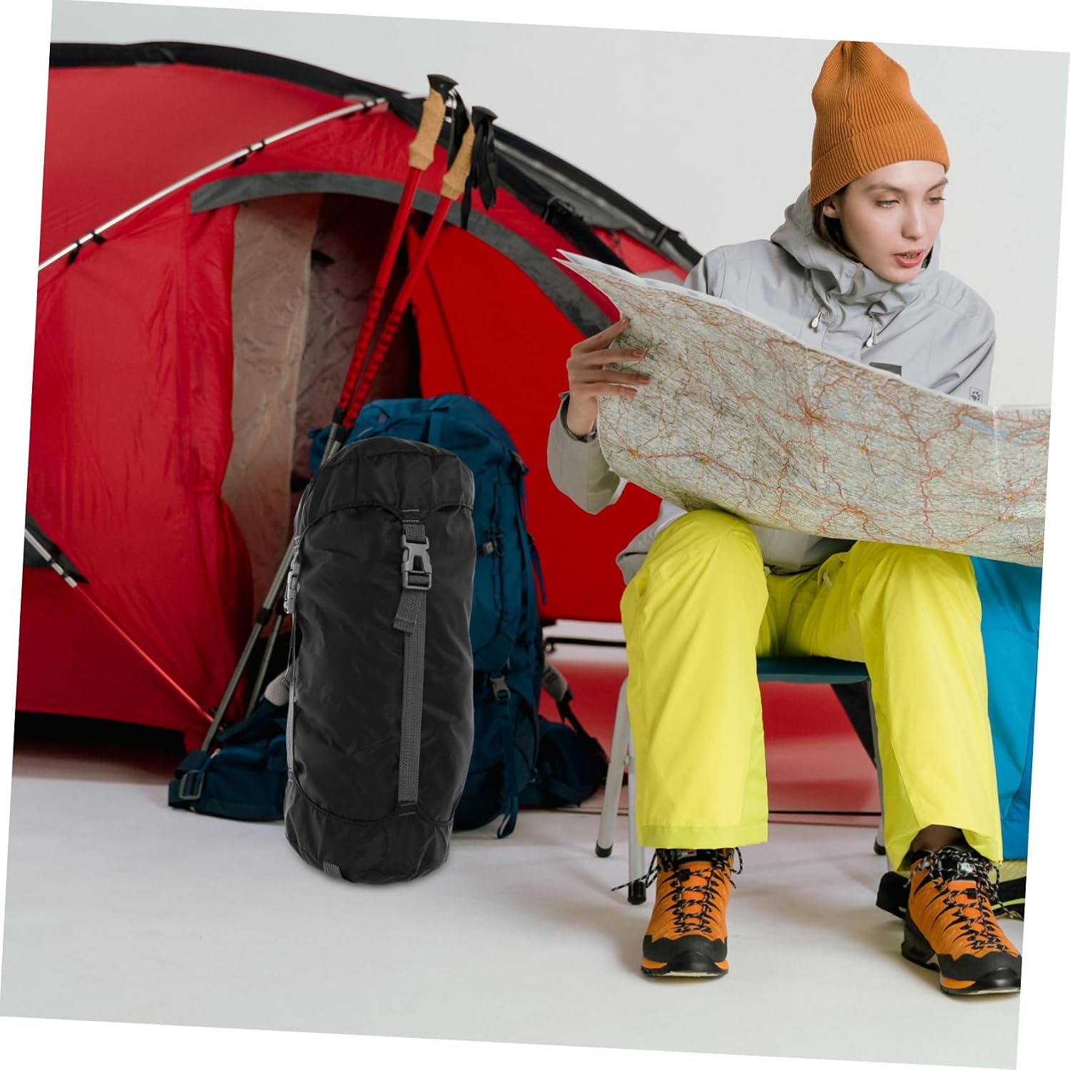 Kisangel Compression Sack Storage for Sleeping Bags Down Jackets and Duvets Versatile Compression Stuff Sack for Backpacking Hiking and Traveling