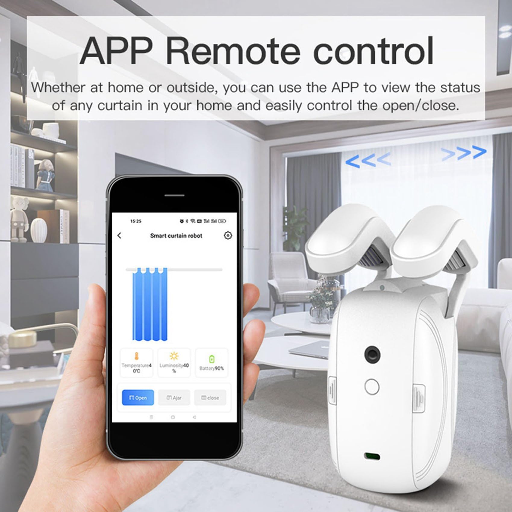 2 x Tuya Smart WiFi automatyczny wentylator do zasłon + pilot zdalnego sterowania, drążek rzymski, przełącznik, pilot zdalnego sterowania do Home