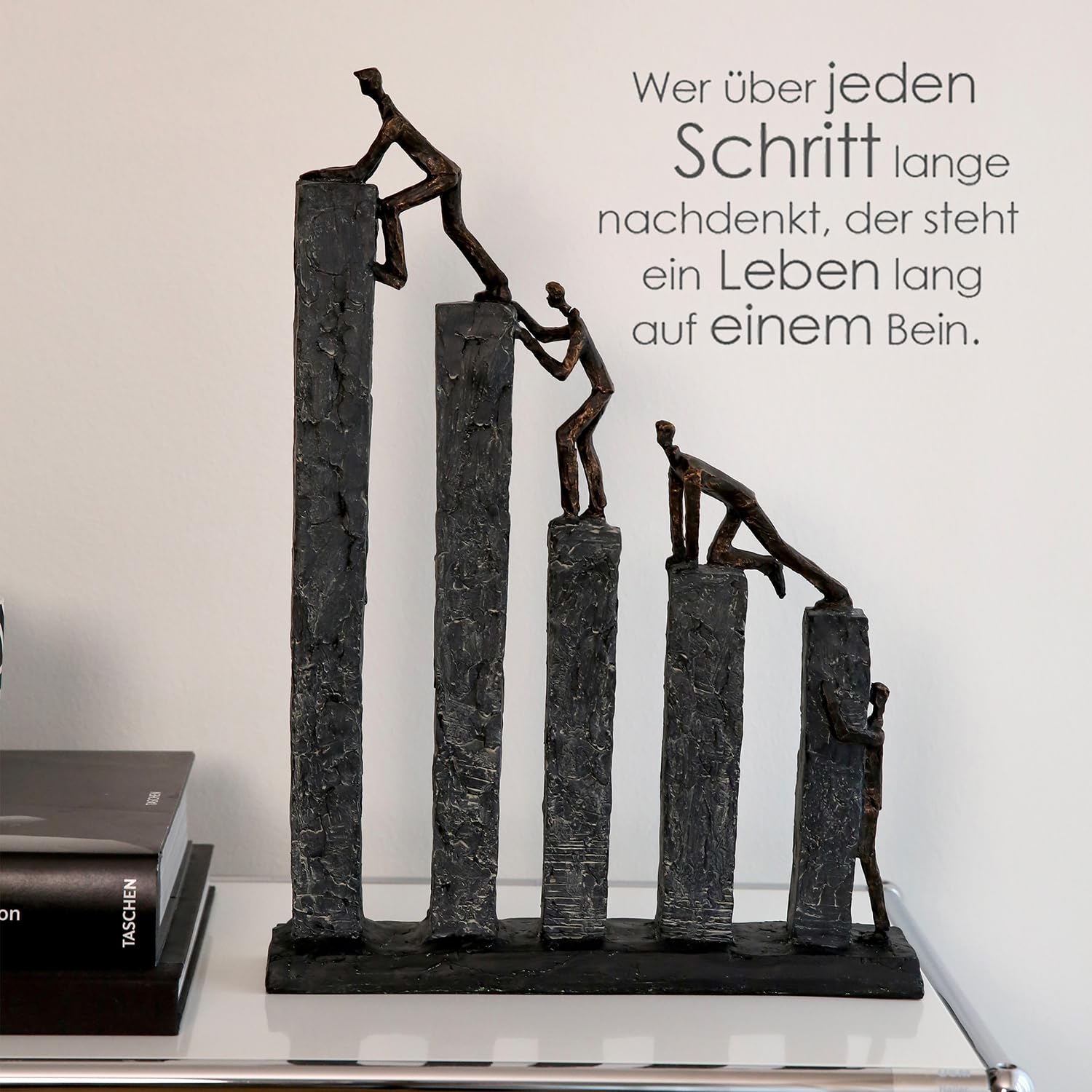 Casablanca Skulptur Raise, Deko Figur Bronze, Kunstharz Statue Wohnzimmer, Büro Dekoration H. 43 cm x B. 31 cm - Moderne Skulpturen, Klettern, Bergsteigen