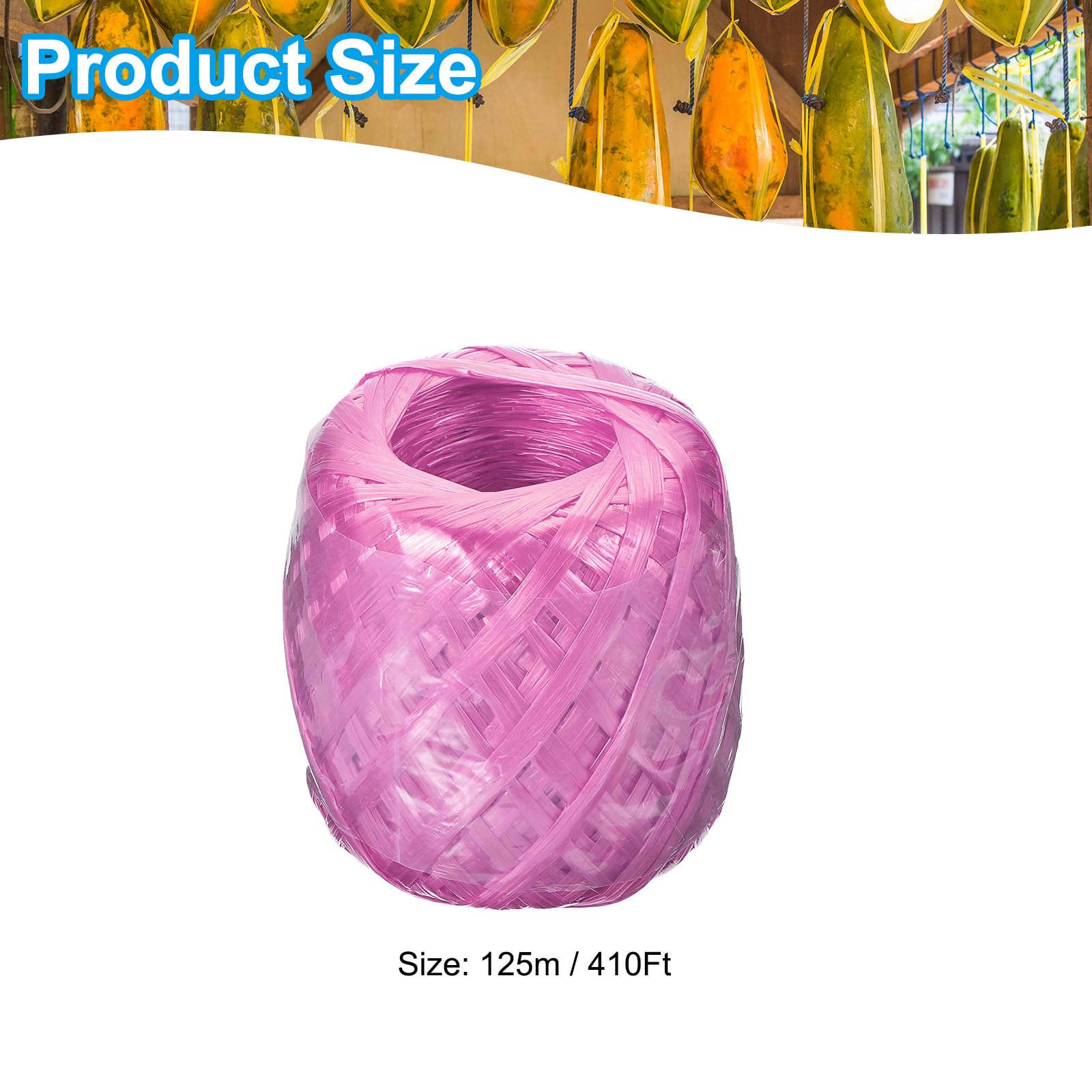 PATIKIL 125m/410Ft Polyester Nylon Plastic Rope, Twine Household Bundles Ropes Roll for Gardening Packing Crafting DIY Pink - Image 2