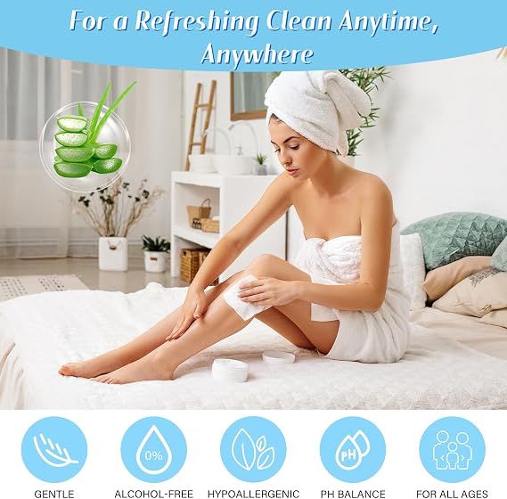 40 Single Pack Wet Wipes for Adults Individually Wrapped(20.3cm x 23.6cm),Full Body Wipes for Face & Hands Gently,Portable Personal Cleansing No Shower for Gym,Travel,Hiking,Camping & Backpacking