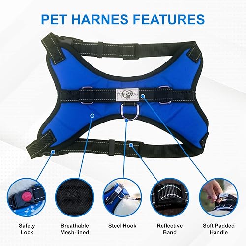 Miniatura 3 de Arnés para perro, sin tirones, sin estrangulamiento, reflectante, ajustable, suave arnés para perro con asa