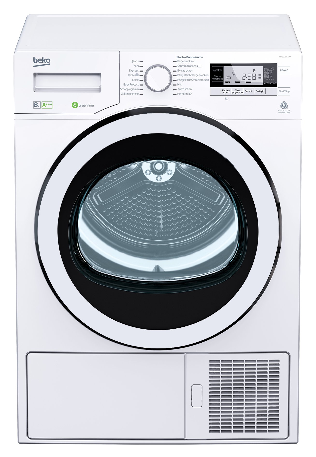 Beko dpy 8506 gxb3 7358901/A + + +/8 kg/écran LCD Blanc/Blanc