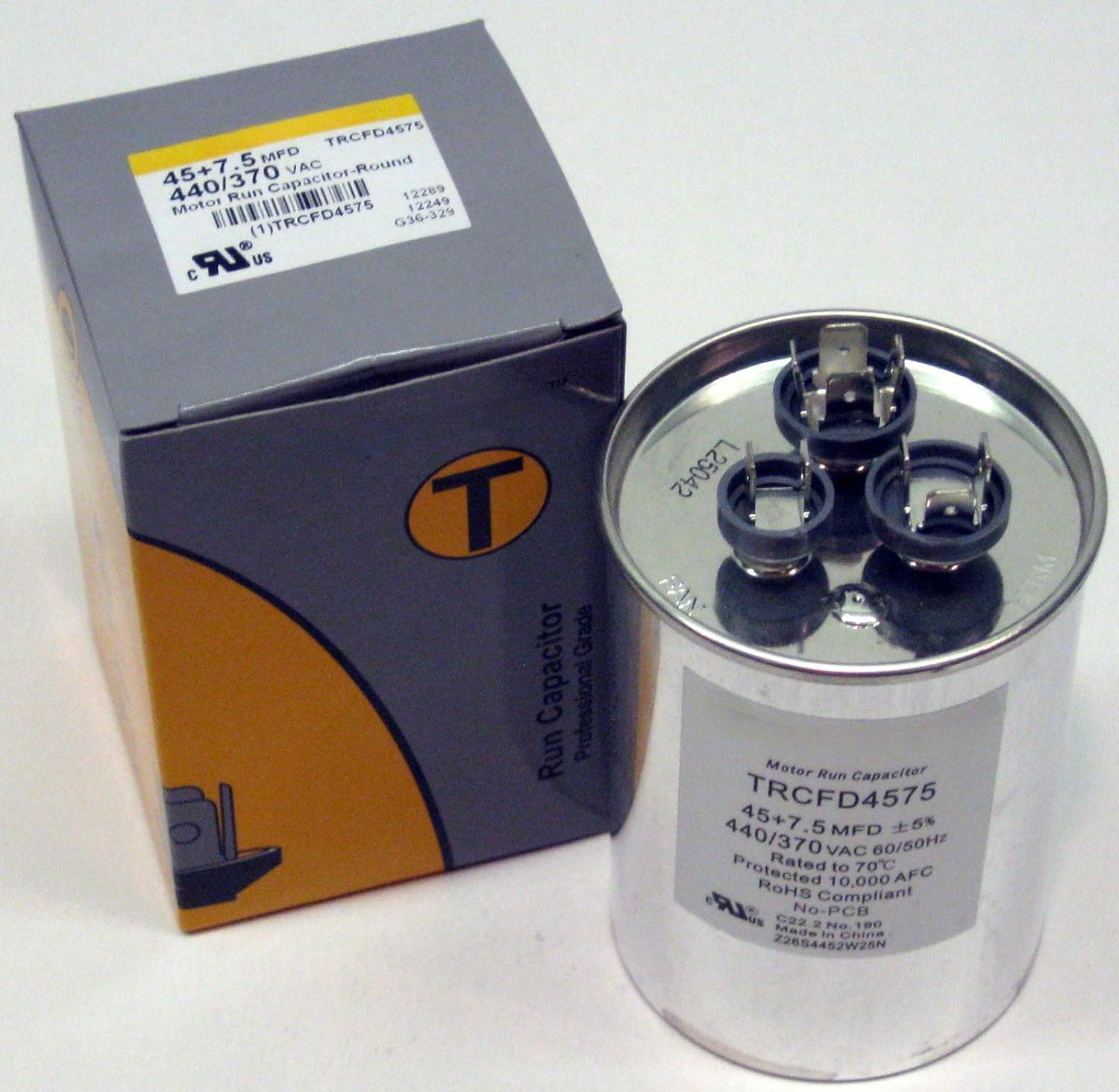 for TitanPro TRCFD4575 HVAC Round Dual Motor Run Capacitor 45/7.5 MFD/UF440/370