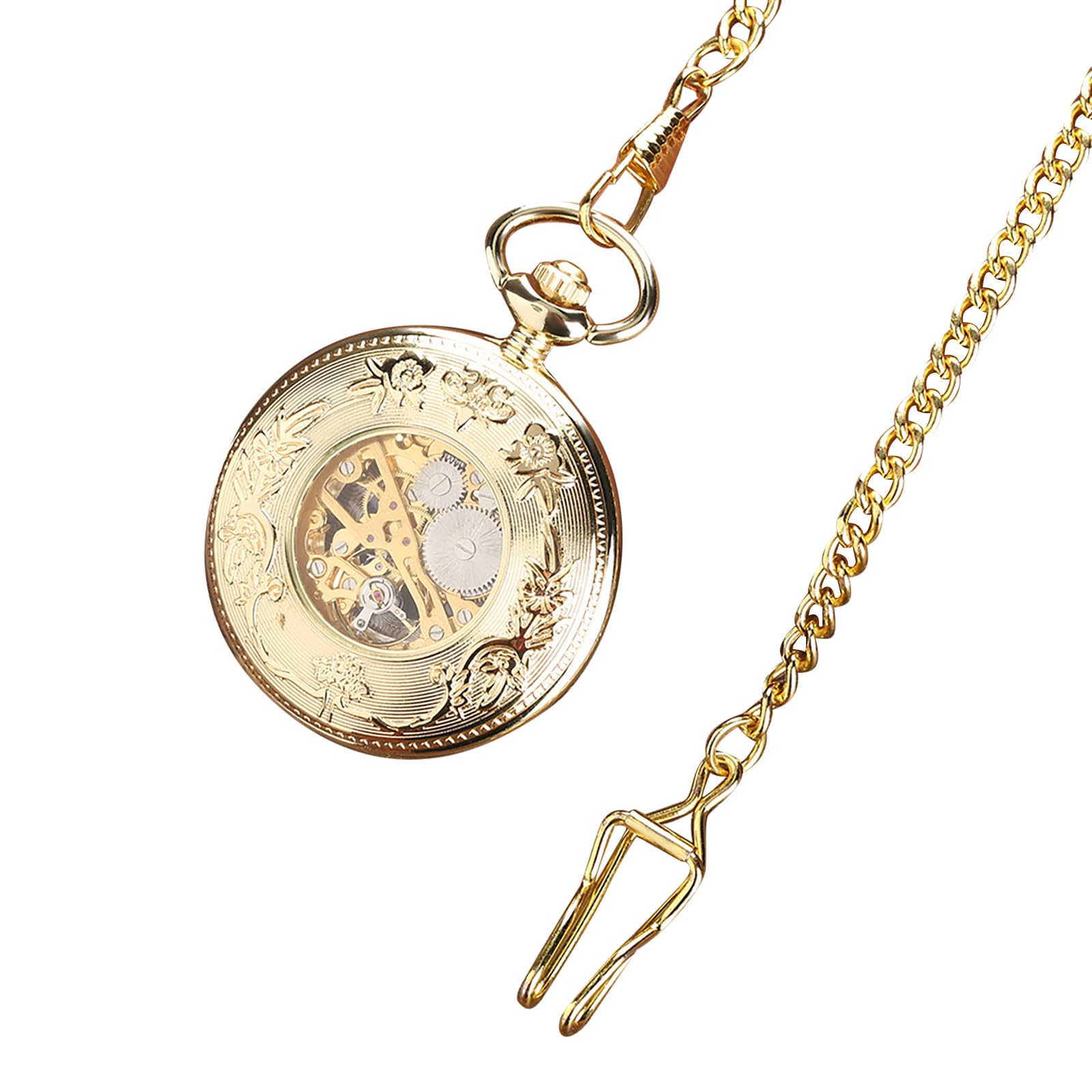 MOUDOAUER 15MM Espesor Pétalo Hueco Vintage Retro Cuarzo Steampunk Reloj de Bolsillo Accesorios