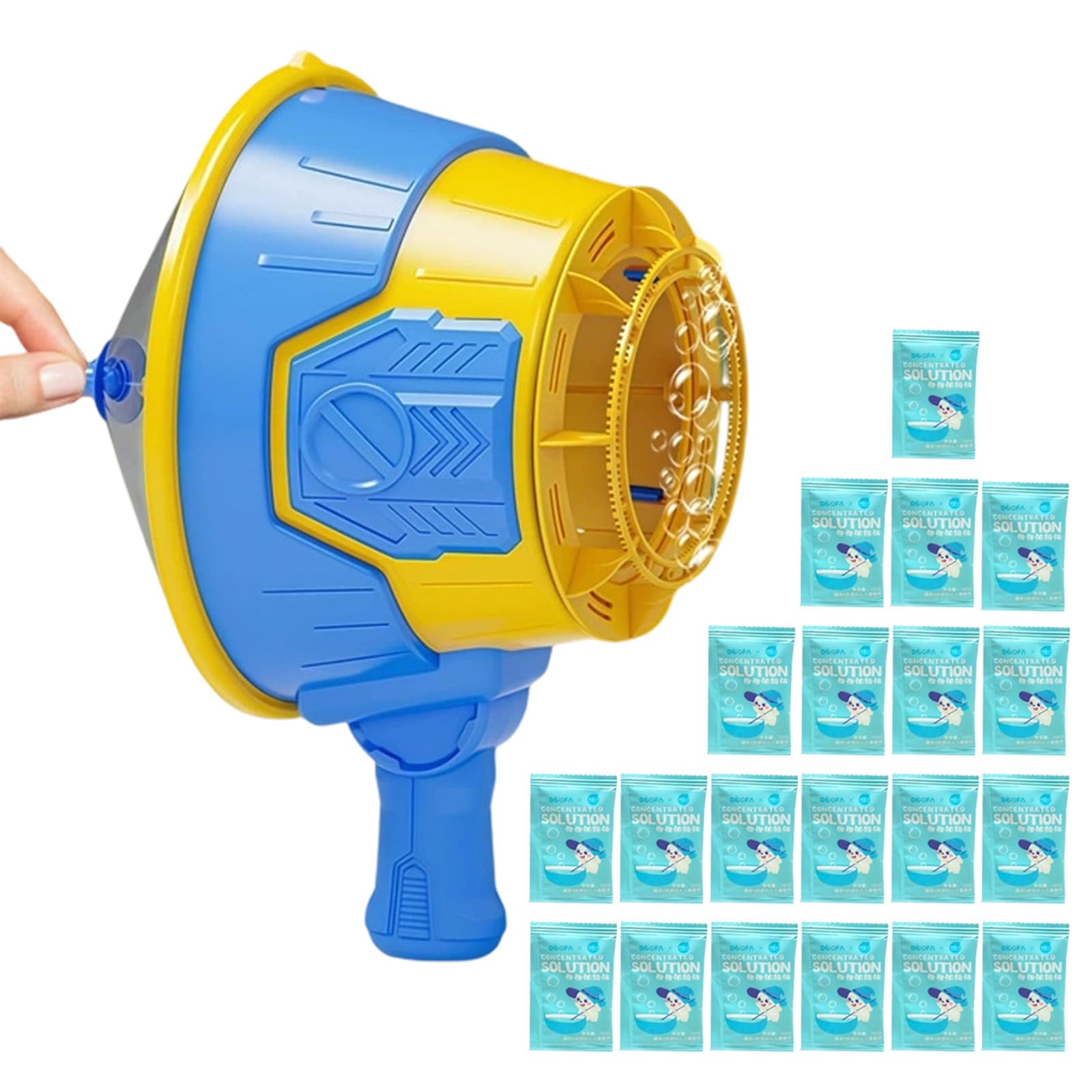 Airzooka Air Cannon Toy - An air Vortex Cannon Bubble Gun with Bubble Blaster Effect, Bubble Solution, Outdoor Entertainment Tool for Garden Party Beach Games and Interactive Fun (Blue,42 packs)