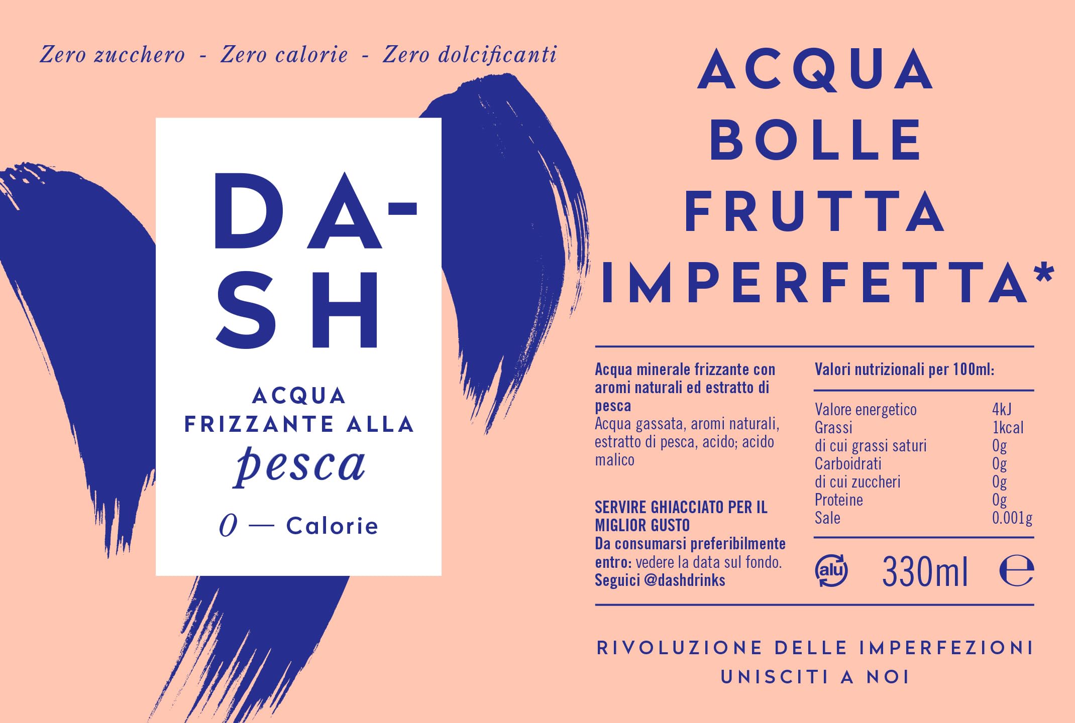 Peach - 12 x Peach Flavoured Sparkling Spring Water - NO Sugar, NO Sweetener, NO Calories - Infused with Wonky Fruit (12 x 330ml cans)