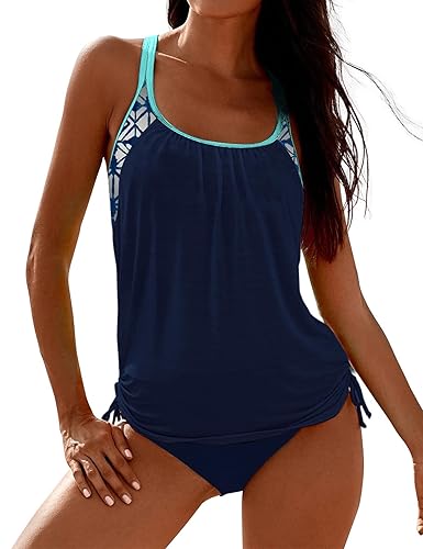 SHESHOW Cowgirl Style Tankini Swimsuits for Women Scoop Neck Ruched