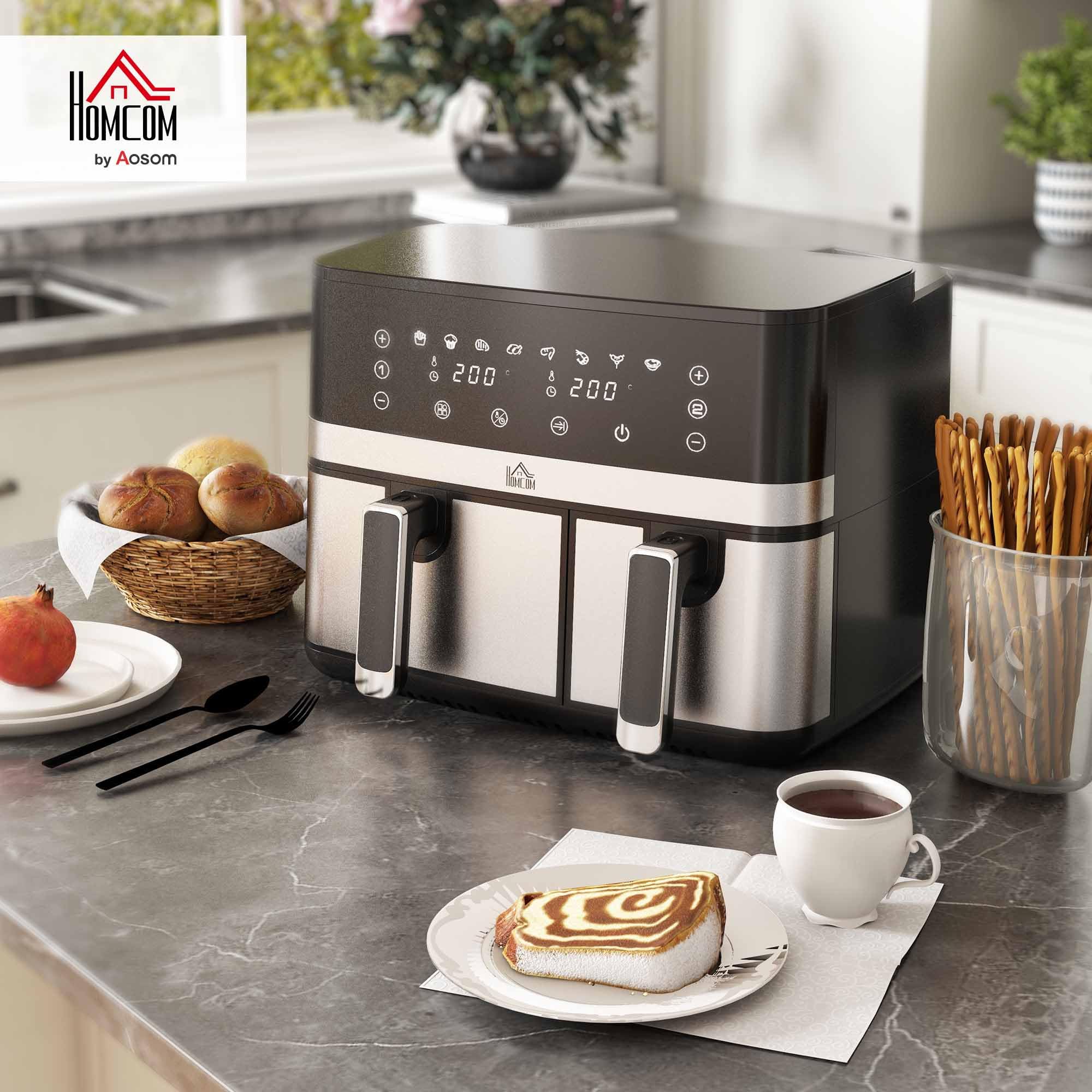 HOMCOM Friteuse à Air Sans Huile 8,5 L 2700 W 8 Programmes