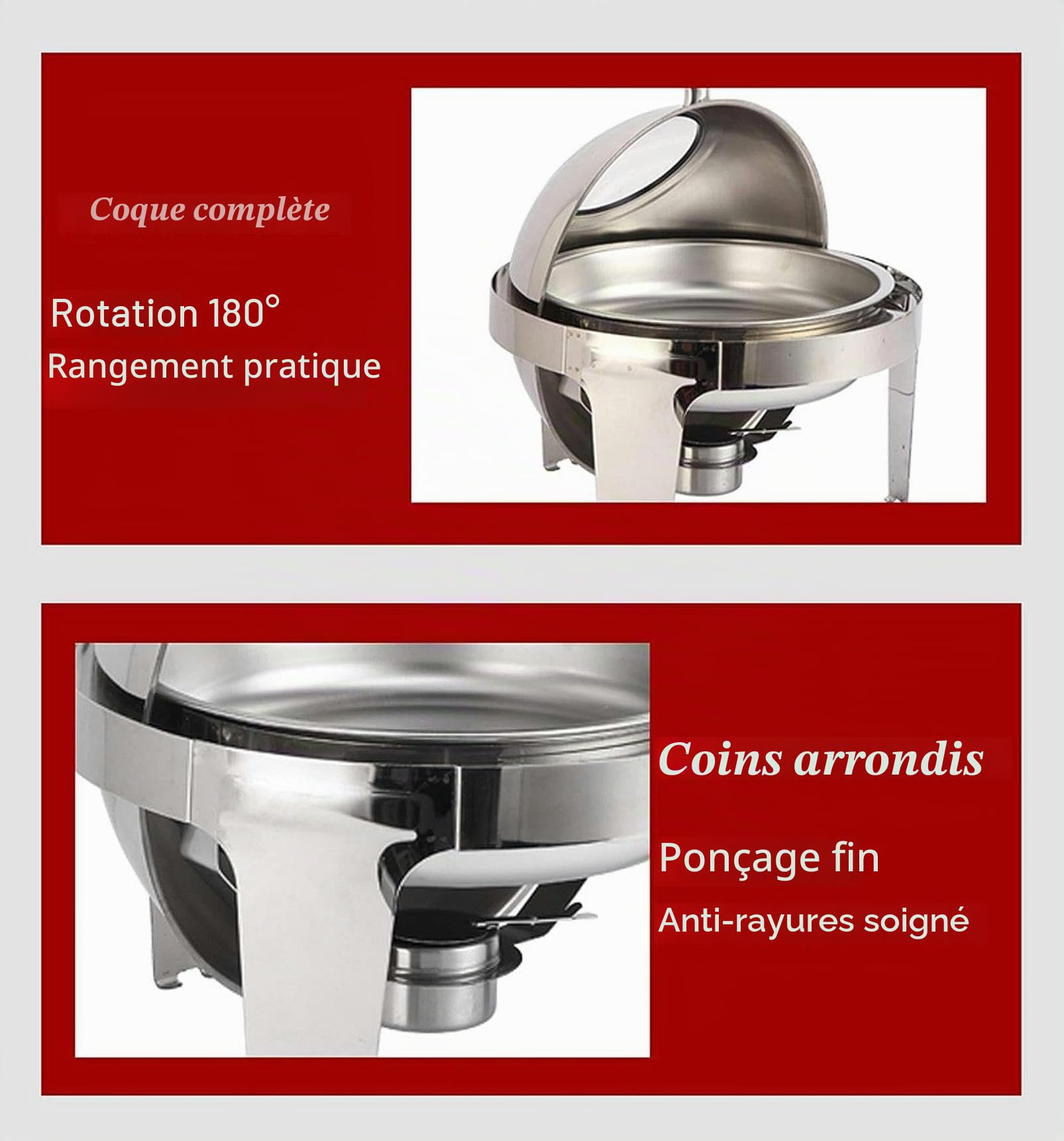 6L Buffets Chauffants, Chafing Dish Chauffe-Plat de Table Electrique pour Match de Football ou Réunion de Bureau, Idéal pour Conserve la Fraîcheur des Aliments