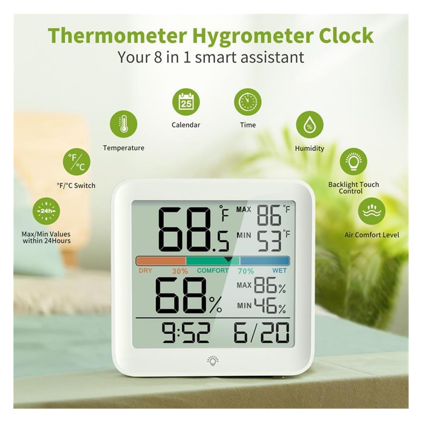 Cyfrowy Termometr LCD Higrometr Temperatura W Pomieszczeniu Miernik Wilgotności Czujnik Gauge Stacja Pogodowa Inteligentny Dom Dokładne Pomiary