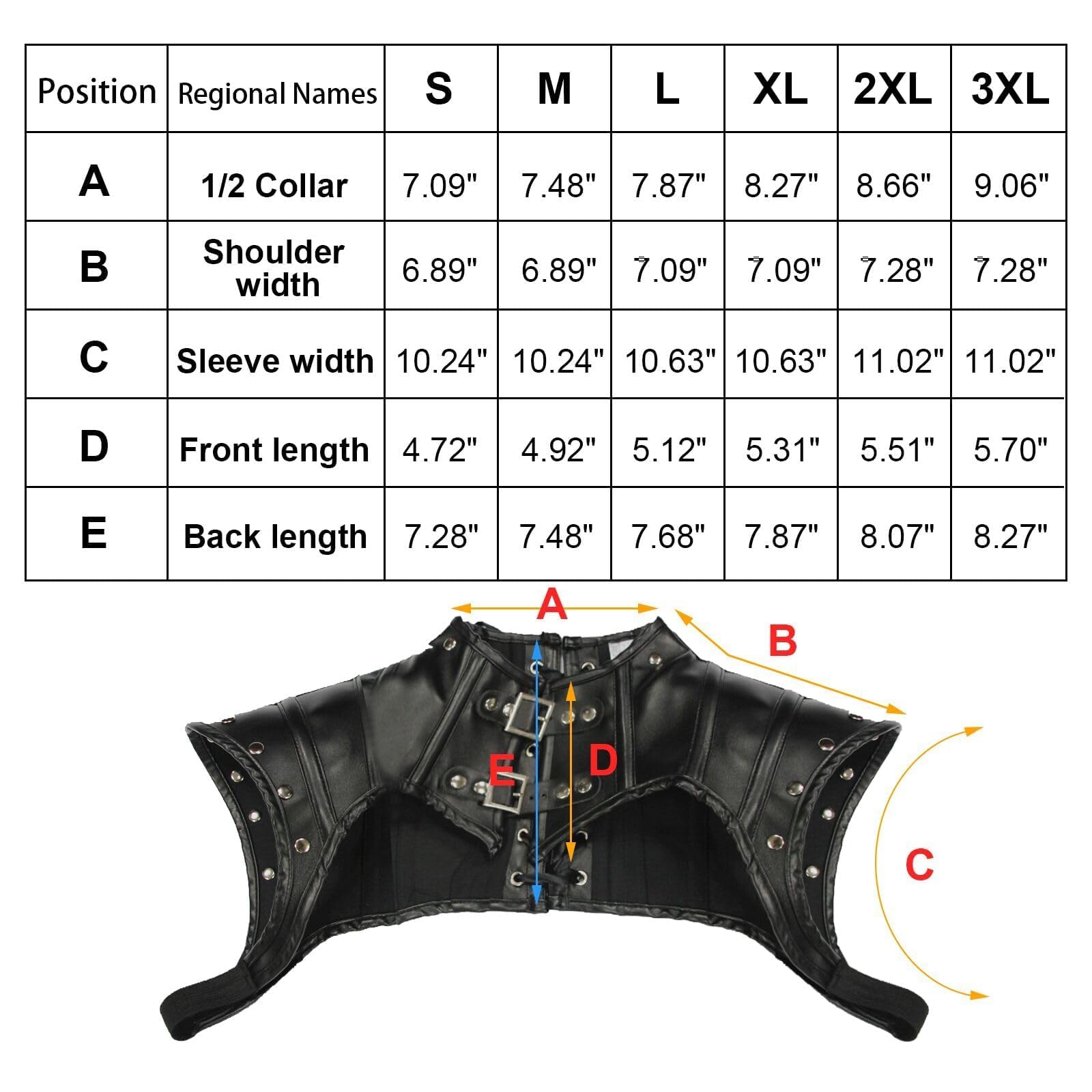 XITVVyg Leather Medieval Shoulder Pauldron Medieval Knight Pauldron Armor Leather Armor Black Armour Women for Halloween Viking Cosplay Pirate Costume Gothic Steampunk Costume (S) - Image 3