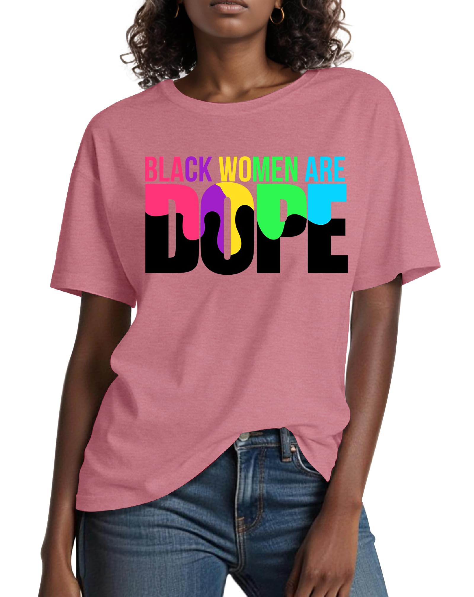 Ithalt Black History T Shirts for Women Black History Month Tees Juneteenth Tshirt Funny Quote Printed Tee Tops