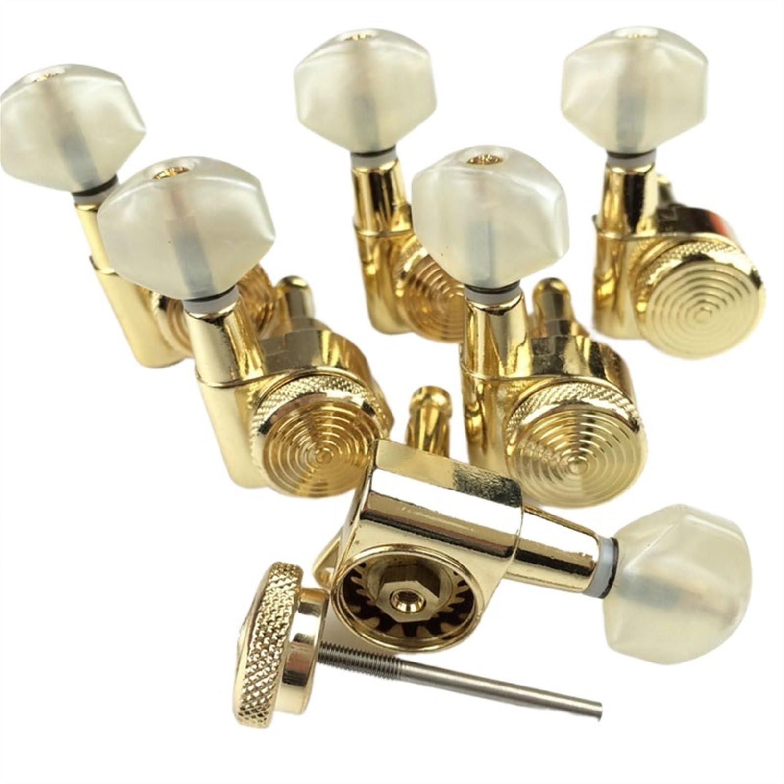 Clavijas de afinación de guitarra profesionales El Botón Del Clavijero Autoblocante De La Guitarra Eléctrica Dorada Puede Bloquear El Eje De La Cuerda De Jade Del Enrollador De Cuerdas(1 set for backh