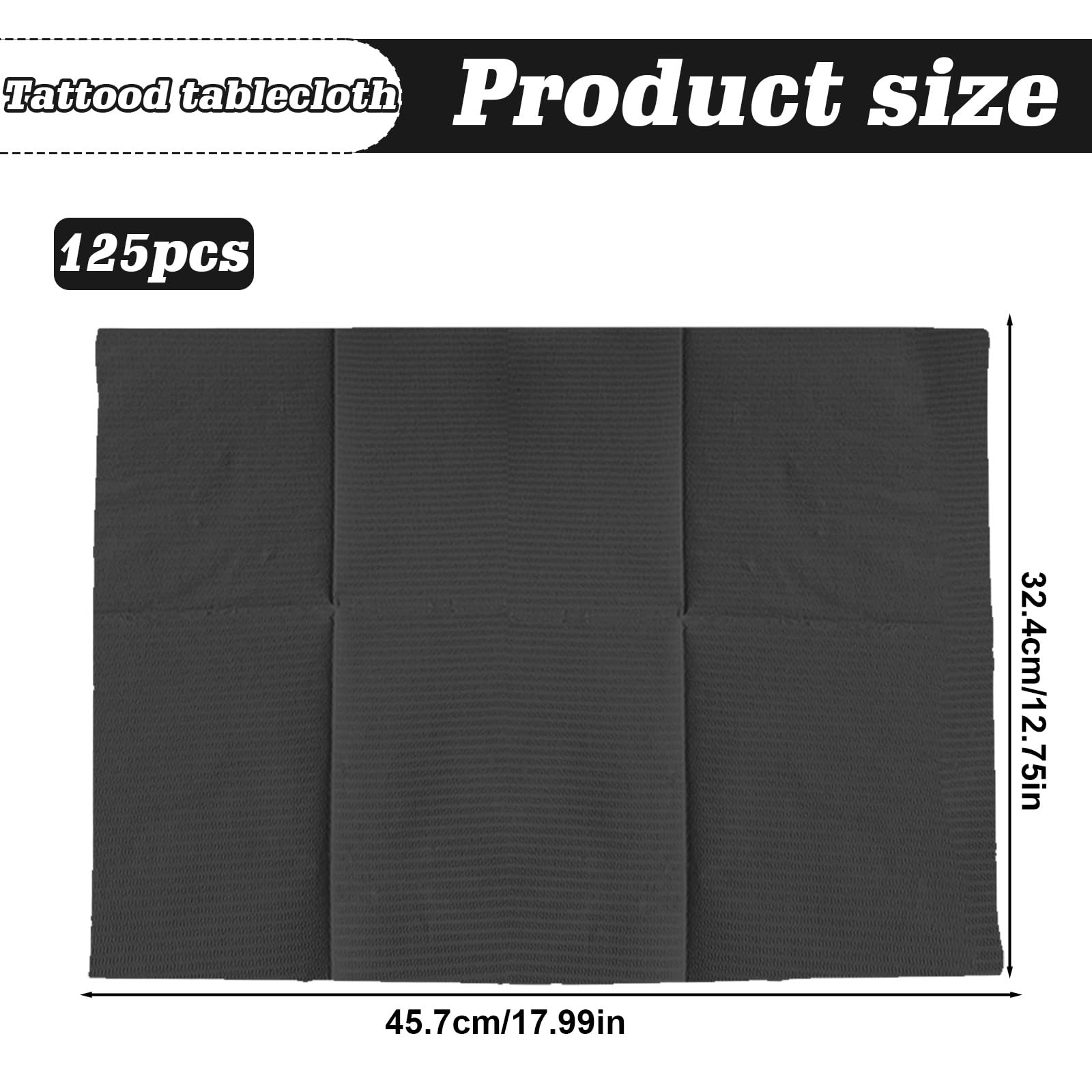 125 bavaglini dentali, colore nero, 45 x 33 cm, impermeabili, di alta qualità, per tatuaggi, per clinica dentale, stazione di tatuaggio, multiuso, Nero