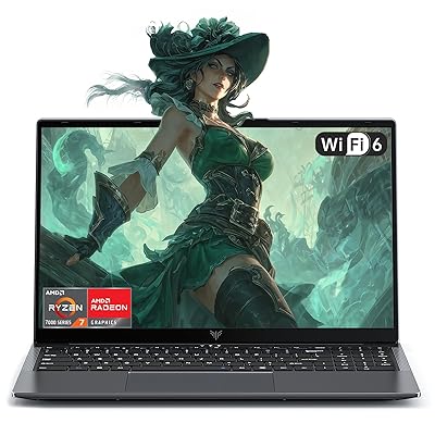 2025 Laptop with AMD Ryzen7(Up to 4.3GHZ,8C/16T),AMD Radeon Graphics,16GB DDR4 RAM 512GB SSD,WiFi 6,15.6 inch IPS Display,4800mAh Battery,Type-C,Micro SD,Webcam,Windows 11 Slim Laptop Computers