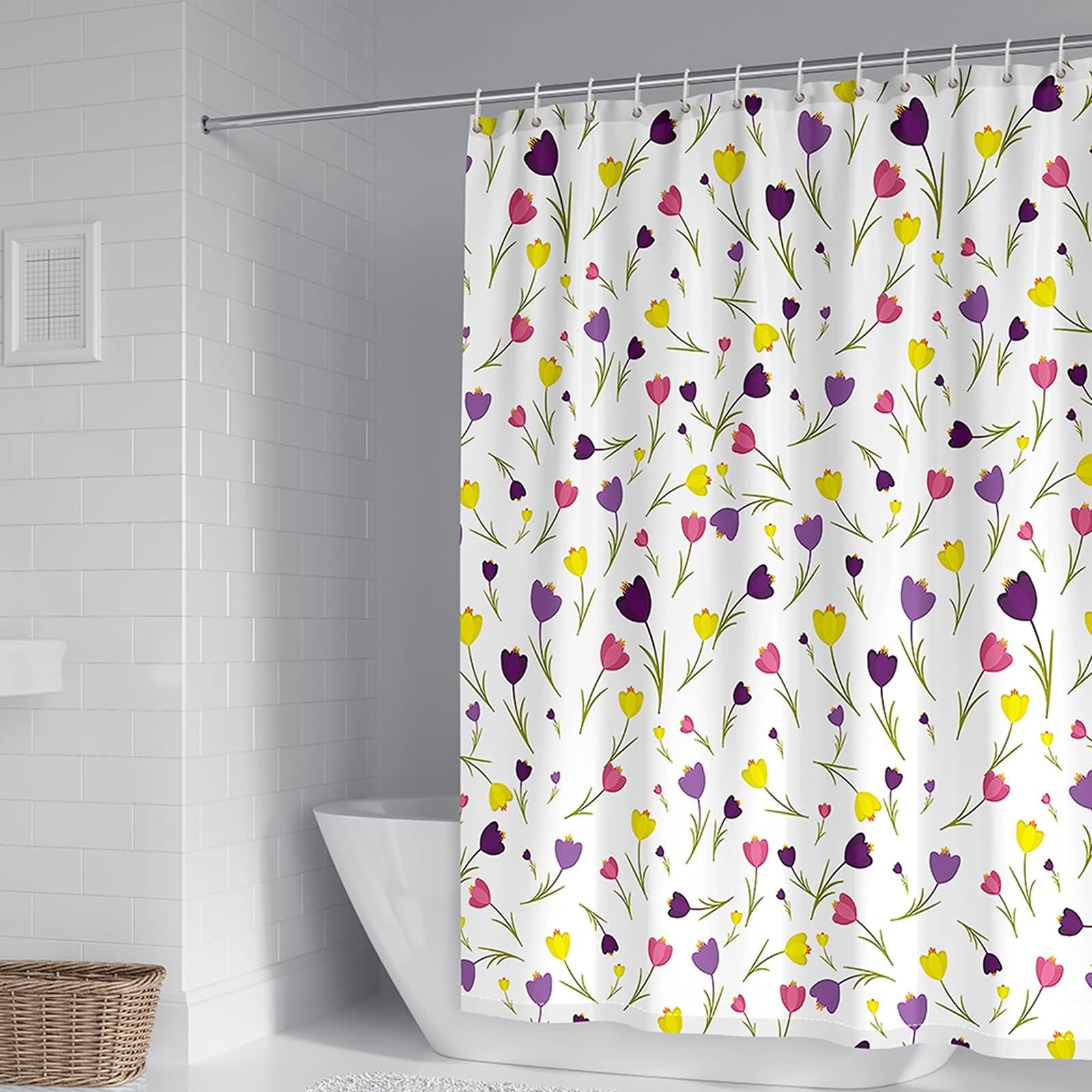 Rideau de douche 150x180cm en polyester à motif fleurs KnSam