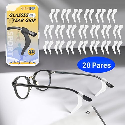 Vista 5 de Agarres para lentes de oído - 20 pares de agarres antideslizantes para lentes, gancho de oreja de silicona, funda de agarre para lentes