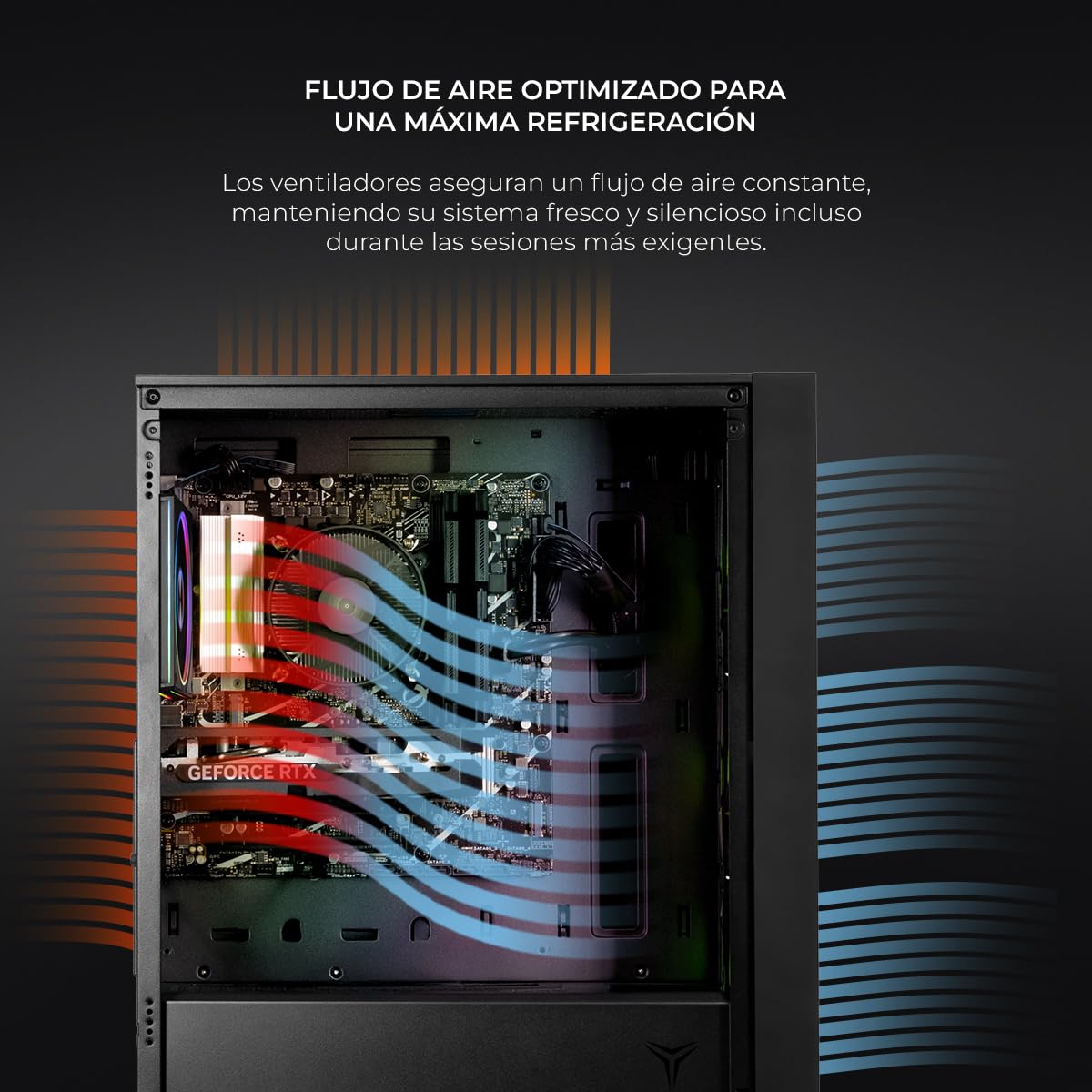 YEYIAN PC Gaming Elara Z5 Copilot Esports AMD Ryzen 5 9600X 6 Cores a 5,4 GHz | NVIDIA GeForce RTX 5060 8GB GDDR7 | 32GB DDR5 6000 MHz | 1TB SSD M.2 NVMe Gen4 | LAN, WiFi, Bluetooth | Windows 11 Pro