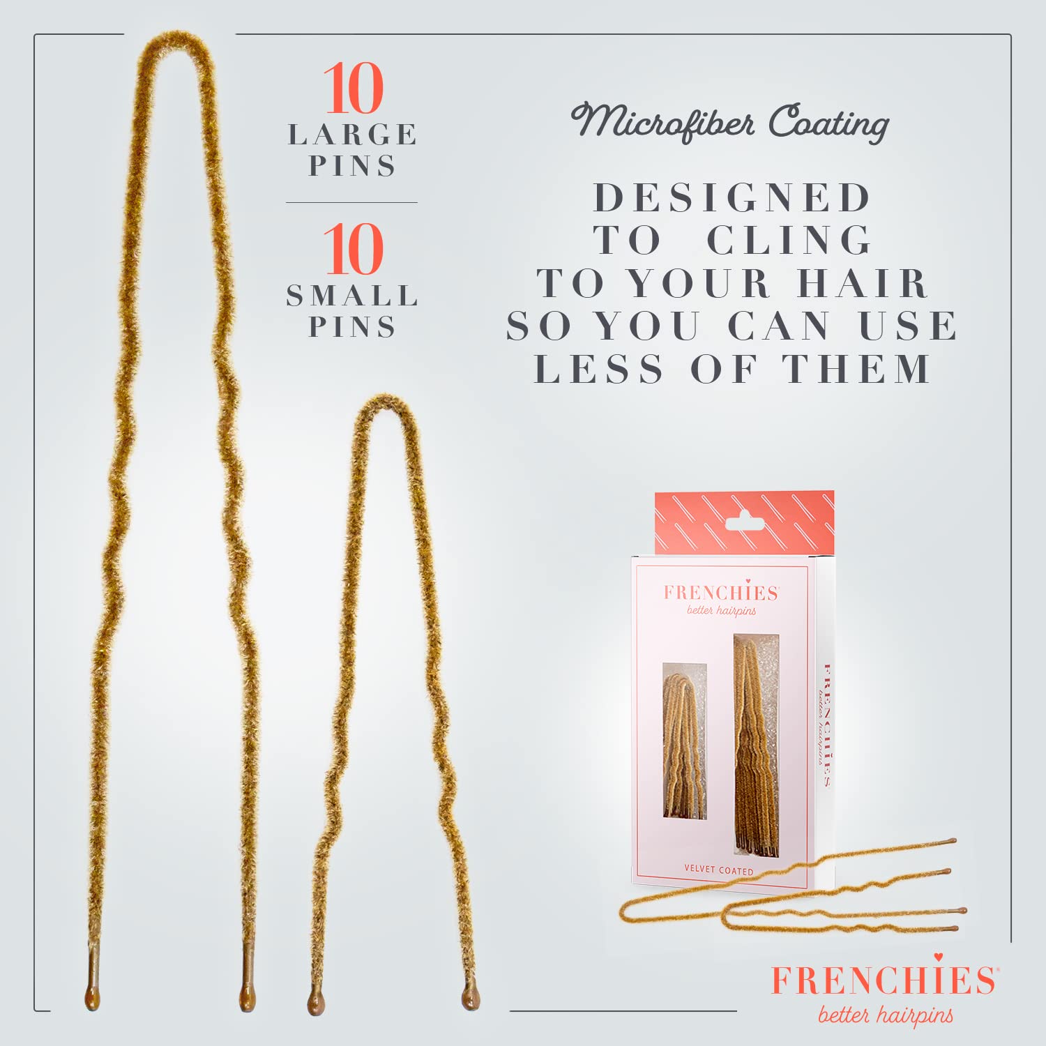 Frenchies French Twist Hair Pin, Ultra Flocked Extra Soft French Hair Pins for Women, Wedding, Updo Extensions, or Wig, 20 Count, Blond - Image 5