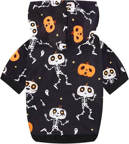 Sudaderas con capucha de Halloween para perros pequeños sudadera para cachorros, fantasmas, murciélagos, disfraz de calabaza cálida de invierno,