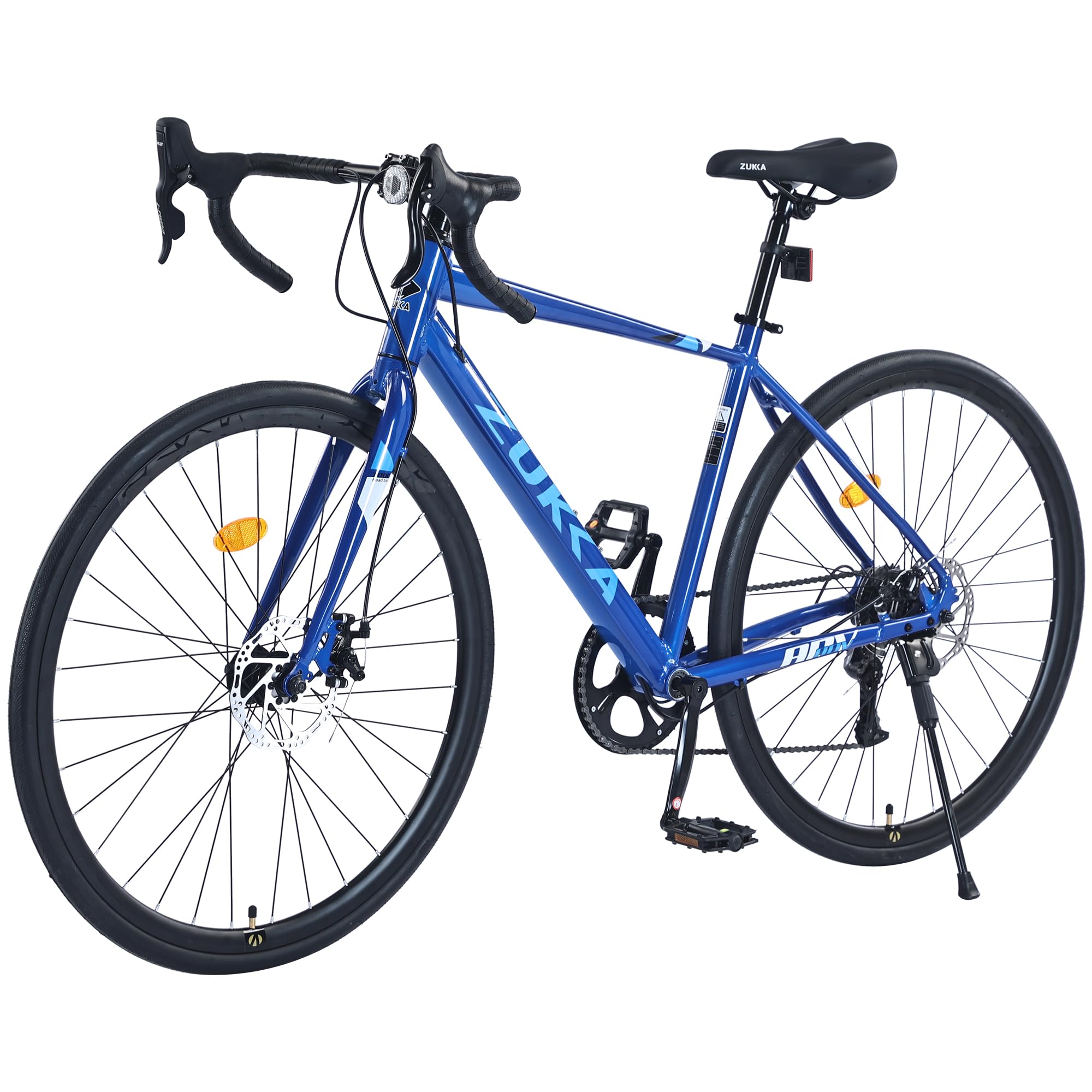 MAKELEN ZUKKA Road Bike for Men and Women Aluminum Alloy Frame City Bicycle 700x28 Aluminum Alloy Wheel Set / 7 Speed/Disc Brake Blue