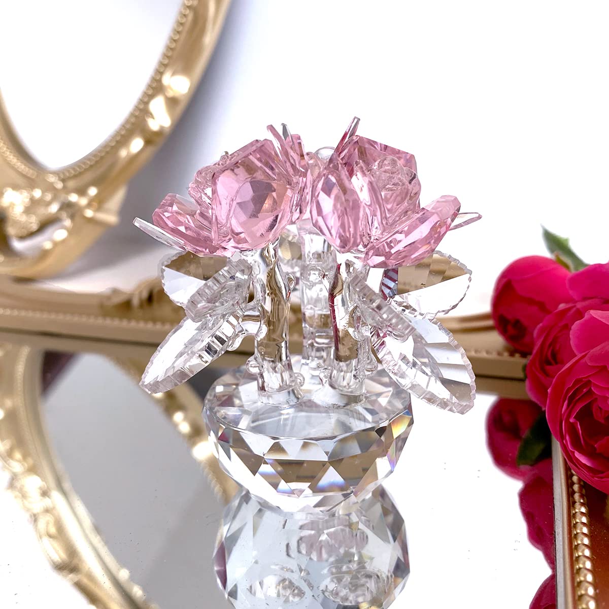 Bouquet de roses en cristal - Décoration de maison ou de voiture - Rose