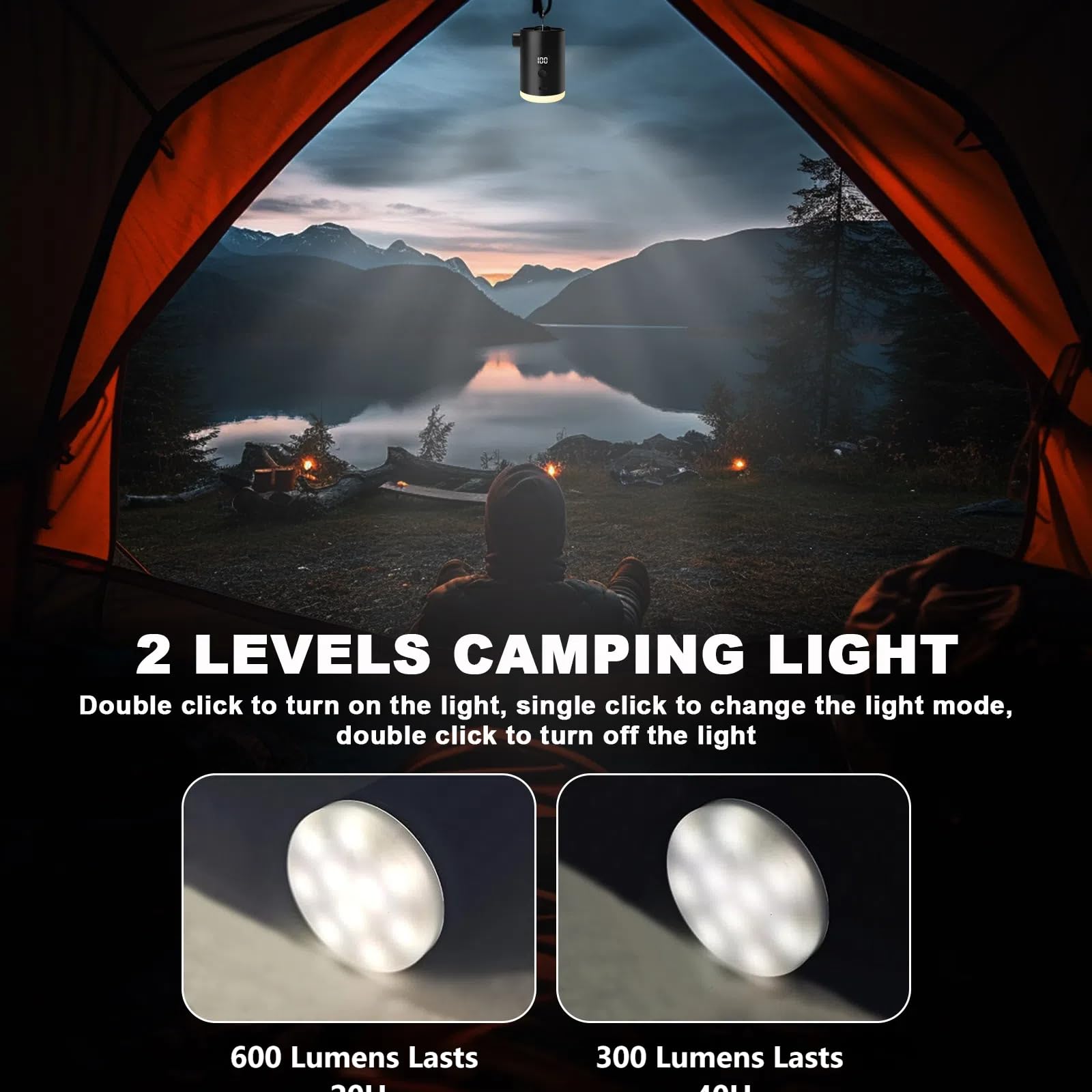 Pompa Elettrica Ad Aria Con Batteria: Batteria Ricaricabile 4000mAh Leggera E Ultra-Rapida Per Gonfiare Sgonfiare Mini Pompa Ad Aria Elettrica Portatile Con Lampada Da Campeggio Per Materassini