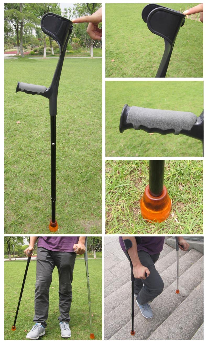 Avambraccio Leggero Pieghevole, stampella ergonomica per Polsini Regolabili, Camminata sul Gomito per Adulti, Uomini, Donne, carico 120 kg/264 libbre, 2 unità (Nero)