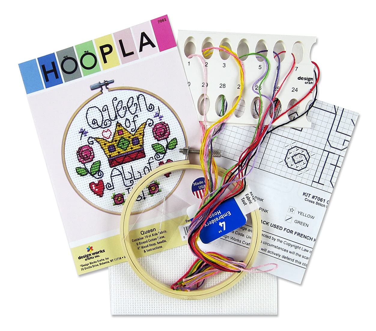 Kit Point De Croix Design Works - Cerceau Avec Motif Raton Laveur, 20cm, Tout Inclus