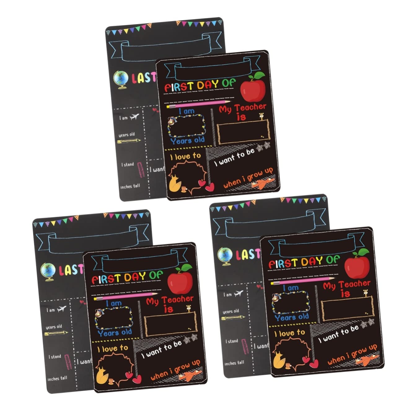 3 Set Lavagna Scolastica Triplice Della Lavagna Del Primo Di Scuola Tavolo Da Disegno Per Tavole Di Gesso Cavalletto Per Doppio Di Legno 2 Pezzi * 3