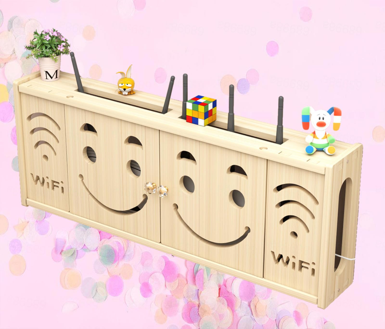 ksxnkhk A-71x28cm Wooden Wall Shelf Wifi Router Storage Box, Mount