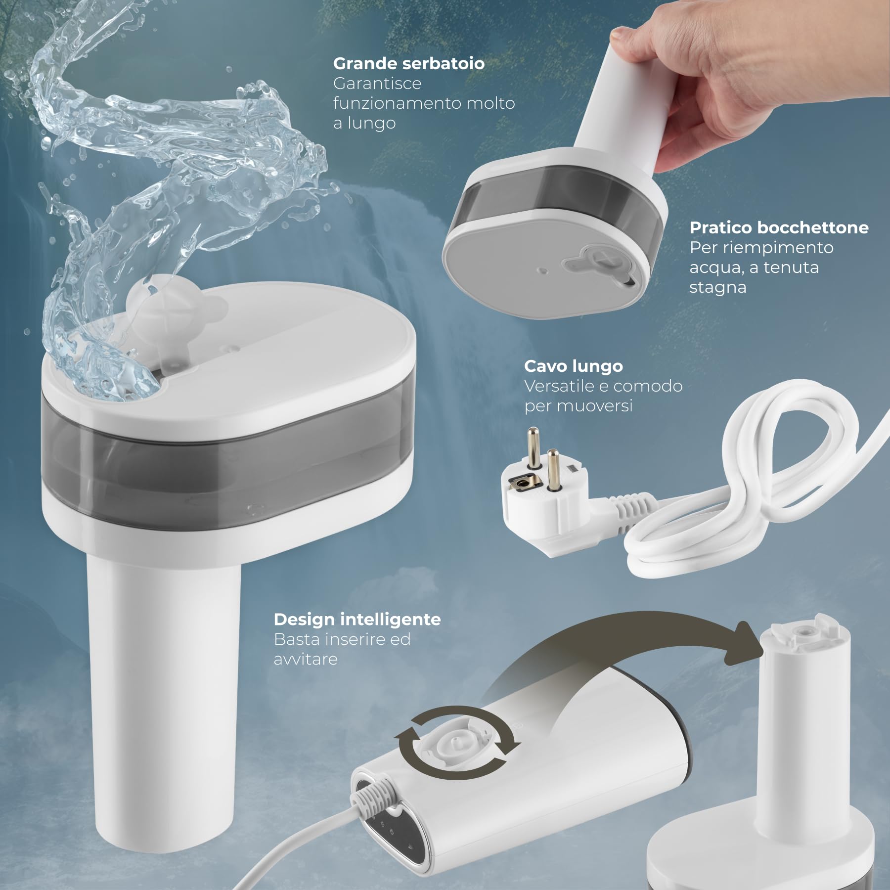 tectake® Stiratore Verticale, Ferro a Vapore con Serbatoio Ampio, Ferro da Stiro Verticale con 4 Modalità, Adatto a Tutti i Tessuti, Riscaldamento Rapido, Adattatore per Bottiglie - 1640 W