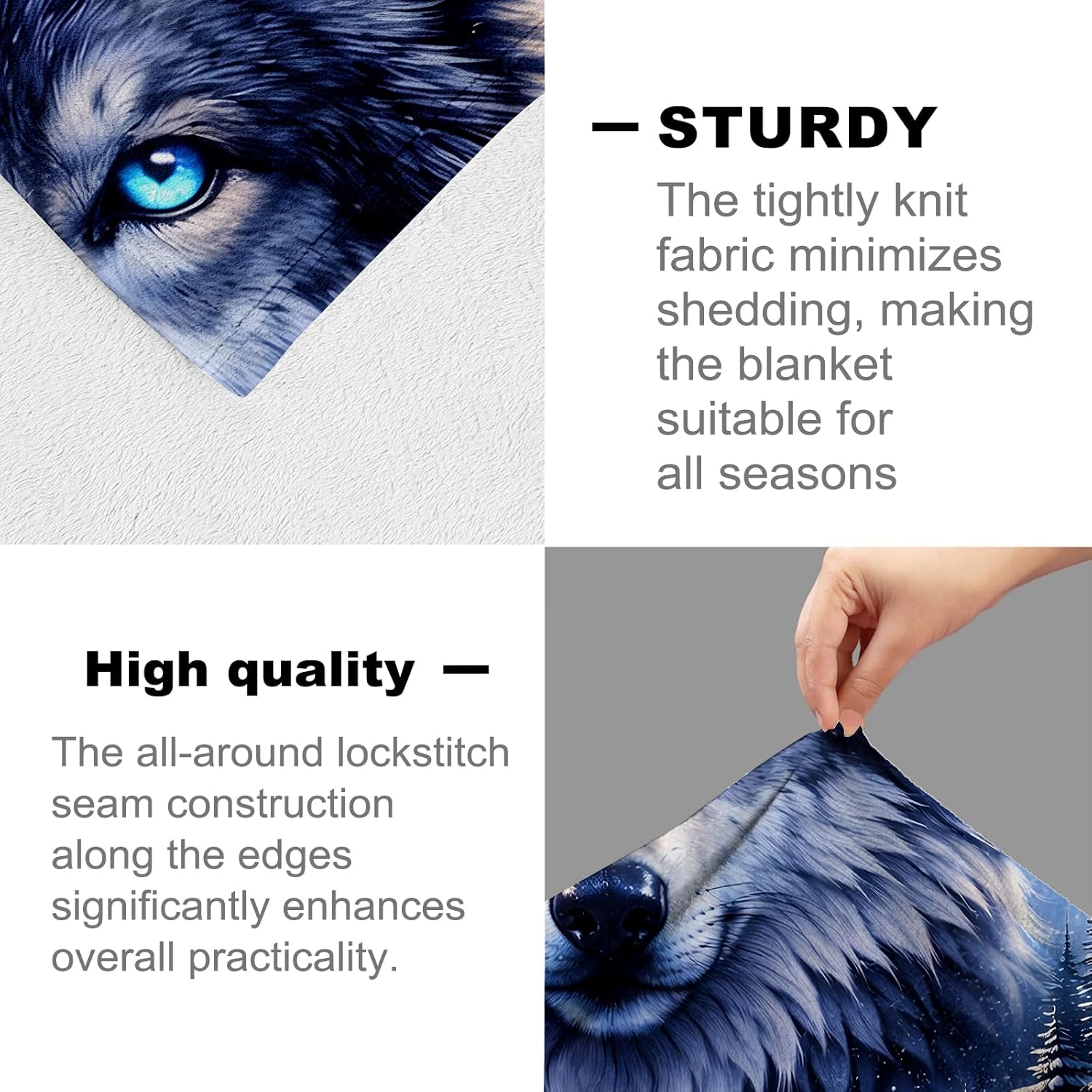 Wolf Blanket for Nature Lovers and Animal Fans, Northern Lights Wildlife Flannel Blankets, Wolf Art Gifts, Soft Warm Cozy Throws for Sofa Couch Bed Living Room Bedroom Home Decor 60" x 50"