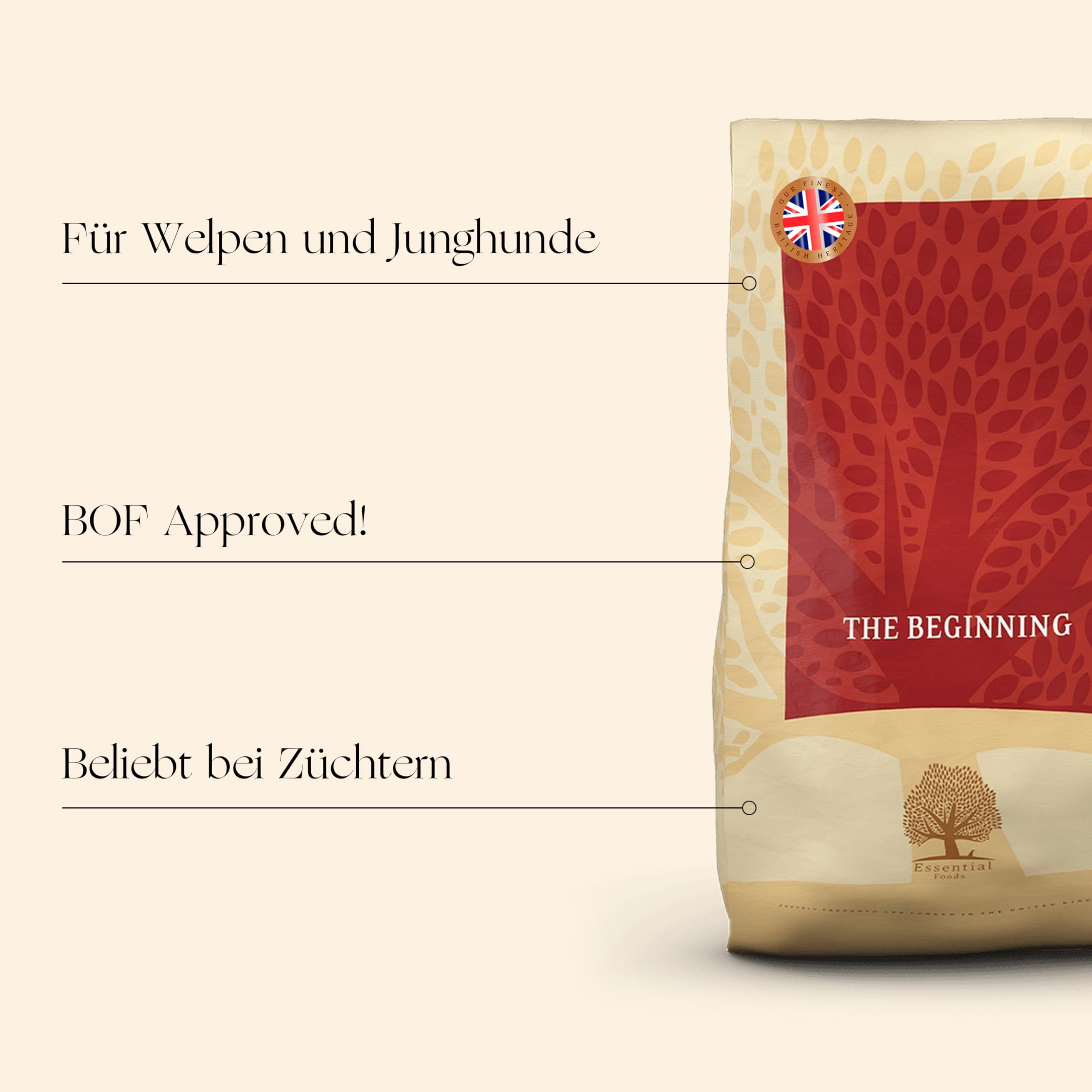 Essential The Beginning Small Breed 10 kg | Huhn, Ente, Lachs & Forelle | Getreidefrei Welpenfutter für kleine Hunde bis 15 kg | hoher Fleischanteil | nach dem BOF-Prinzip