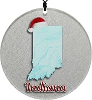 Vista 11 de Vermont Christmas Ornament - Winter Theme Featuring Snow, State Terrain Map and Santa Cap - 2025 Hanging Acrylic Disc Decoration For Tree - Unique