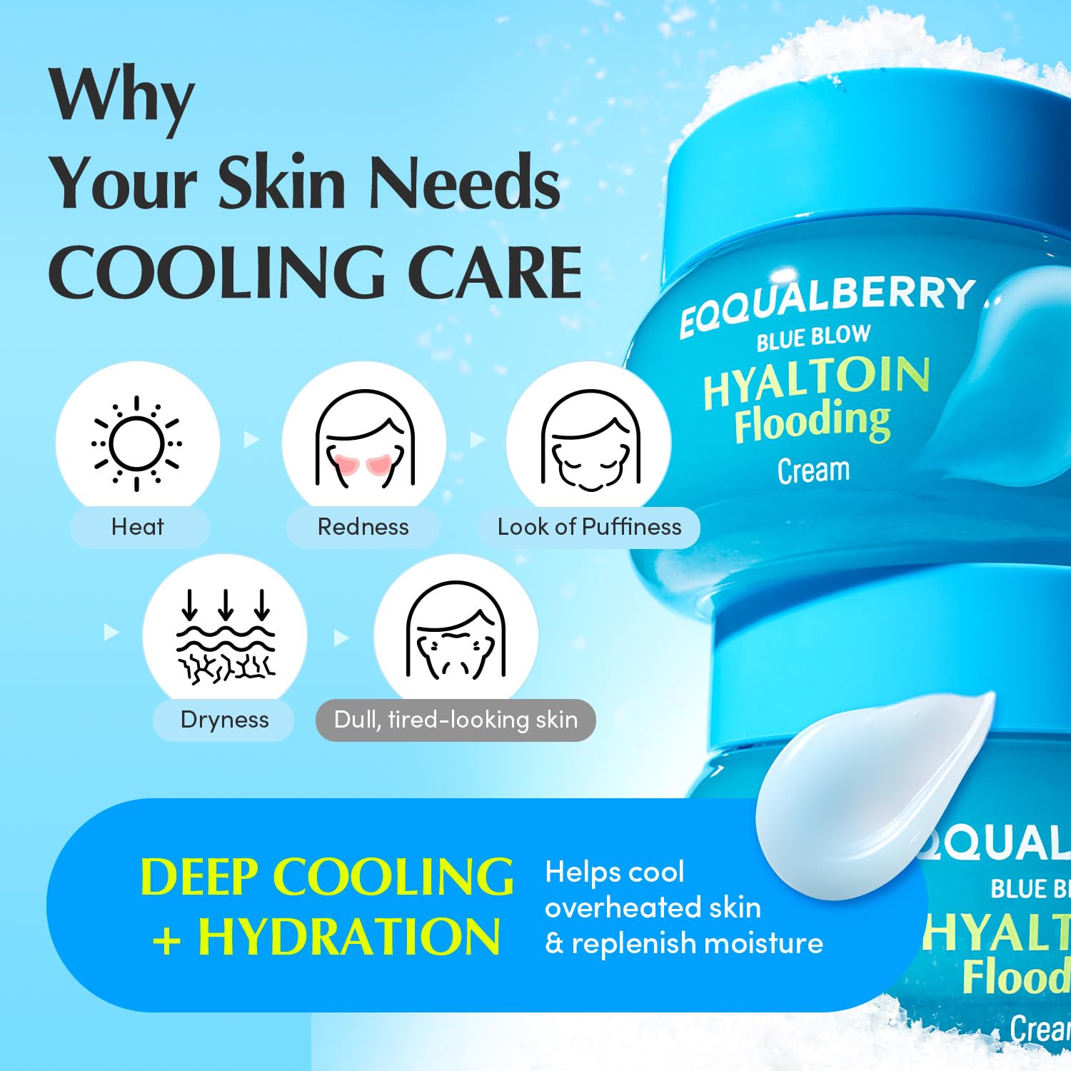 EQQUALBERRY Hyaltoin Flooding Cream Hyaluronic Acid Gel Moisturizer