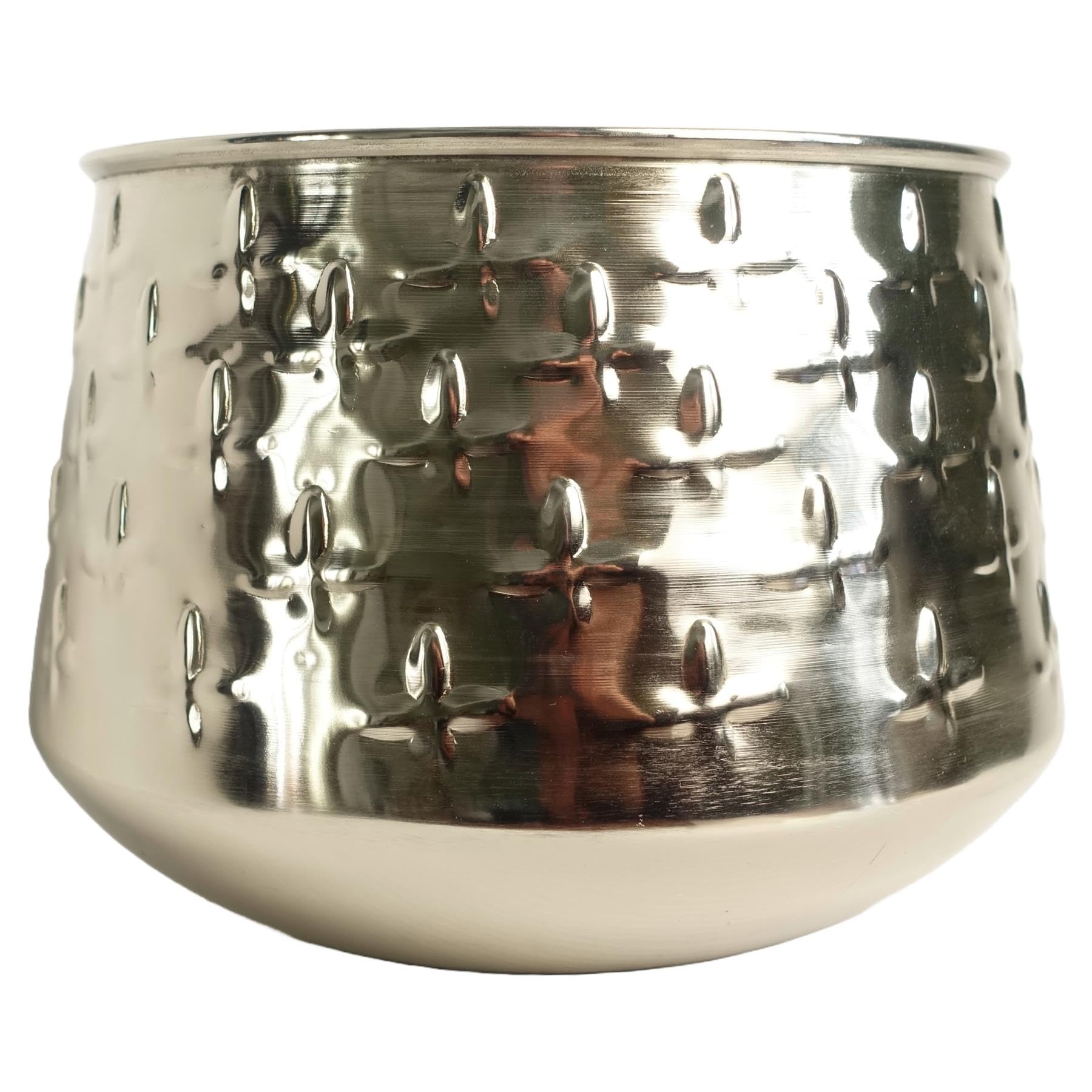 Leaf Metal Decorative Planter, Silver, 18