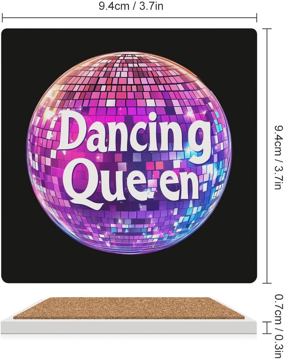 Dancing Queen Coasters for Drinks Square Table Coasters Set Cup Mats with Cork Base