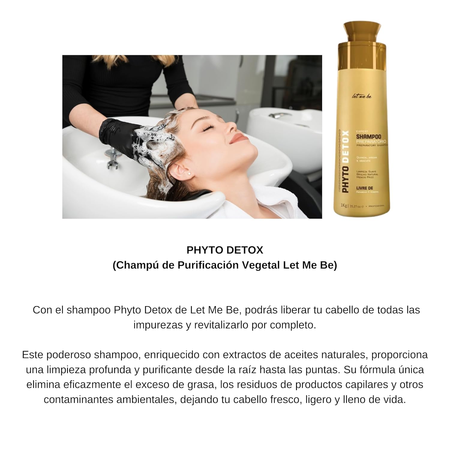 Let Me Be Phyto Detox Clarifying Shampoo 1000ml 33.8 fl oz Pre-Treatment Cleanser for Smoothing or Keratin Process