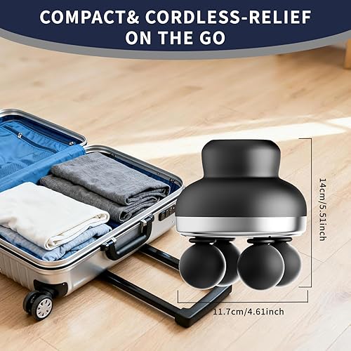 Miniatura 7 de Pistola de masaje de tejido profundo, masajeador muscular de percusión de mano con 30 niveles de velocidad y 4 cabezas, pistola masajeadora