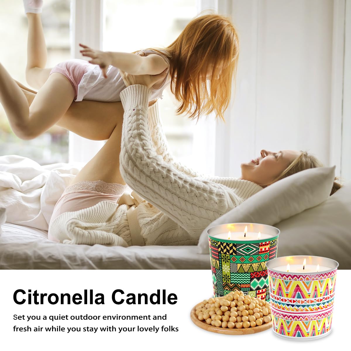 Citronella-Soja-Kerzen, angereichert mit Eukalyptus und Zitronengras, Notfallkerzen, lustige natürliche Kerze, Geschenk für drinnen und draußen, Zuhause, Terrasse oder Garten, 2 Packungen à 482 ml,