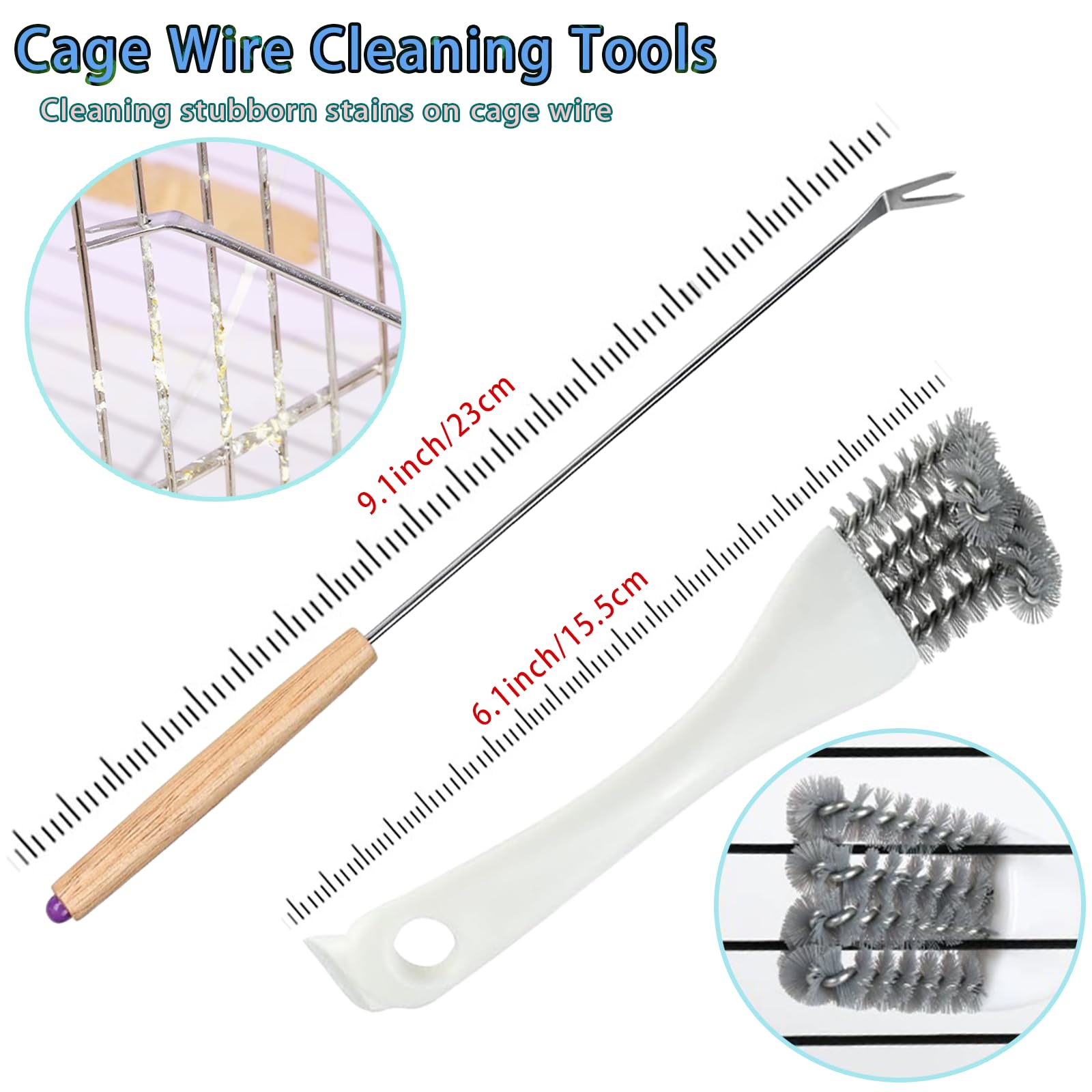 Delllala 6pcs Set Bird Cage Cleaner Kit - Stainless Steel Poop Remover & Scraper Tool- Essential Bird Cage Accessories for Parakeet Items & Small Animal Cage Cleaning