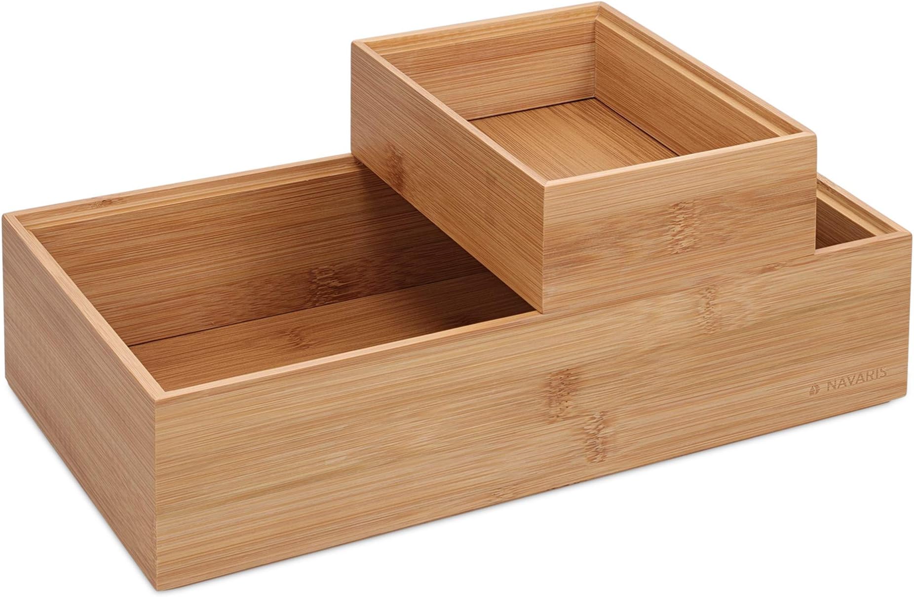 SpaceAid Set 14 Organizer In Bambù Per Cassetti - Divisori Multiuso Per Cucina, Bagno, Scrivania E Trucchi - Naturale - 5