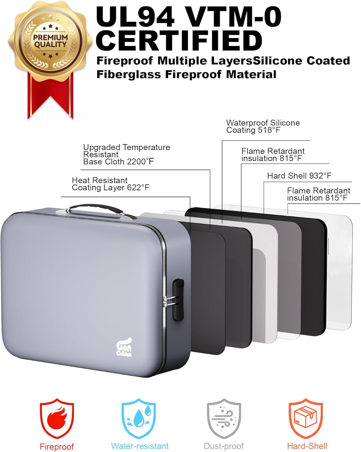 Fireproof Document Box 8 Layer File Organizer Box with Lock. Important Document with File Folder, Laptop, Portable Travel Safe