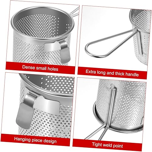 Miniatura 9 de Operitacx Colador de pasta de té de acero inoxidable inserción de pasta de espagueti colador de malla de fideos con asa para el hogar cocina colador
