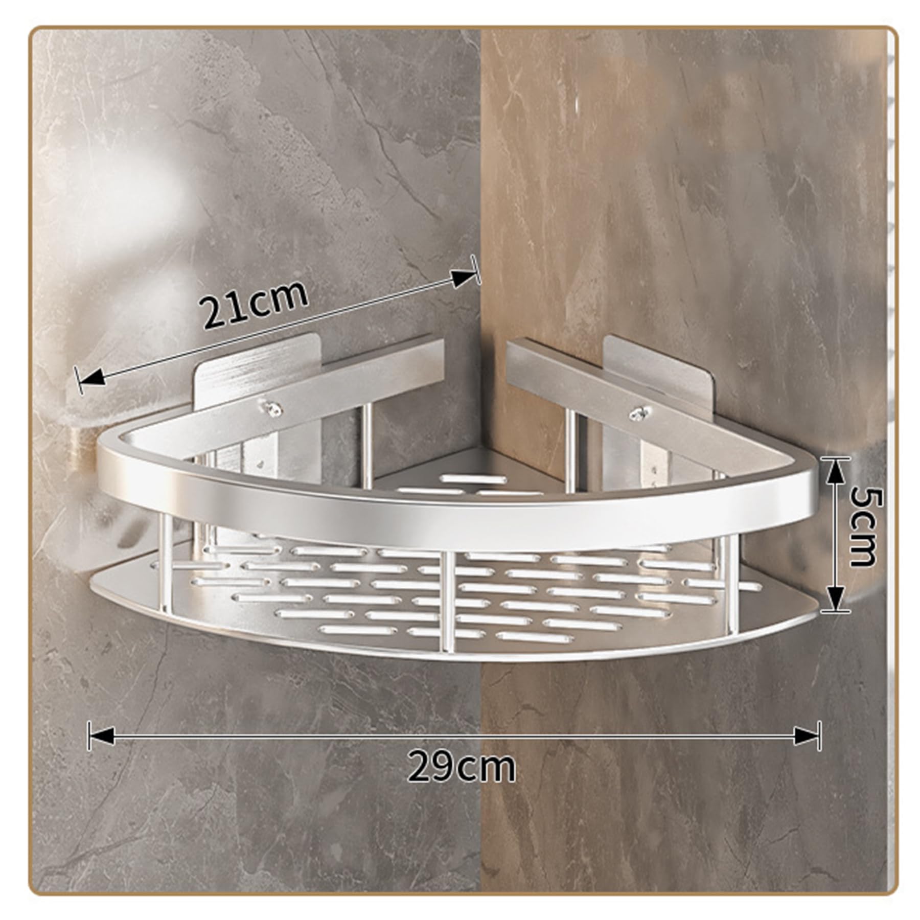 Mensole Doccia 2 Pezzi, mensole angolari Doccia da Montare a Parete Senza forare, Organizer in Alluminio antiruggine Grande capacità, per riporre Oggetti Cucina e Arredamento,Argento,B