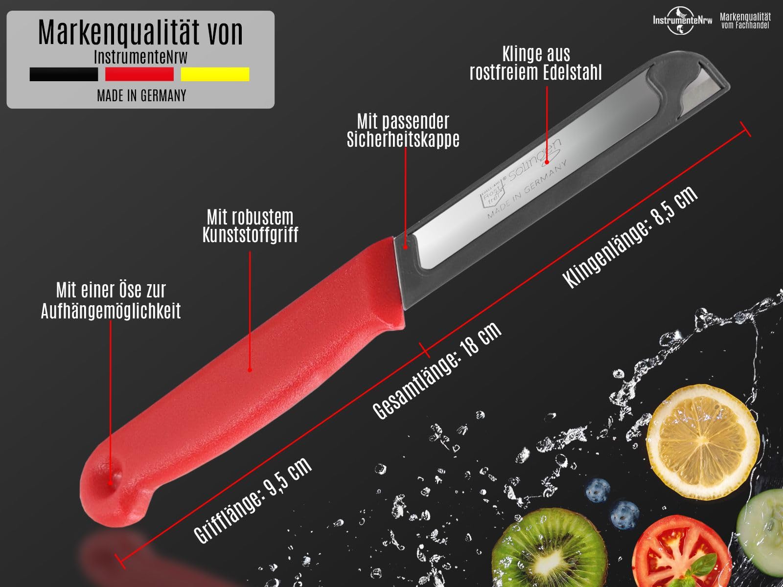 Solingen Gemüsemesser – Scharfes Küchenmesser Aus Edelstahl, 18 Cm, Made In Germany