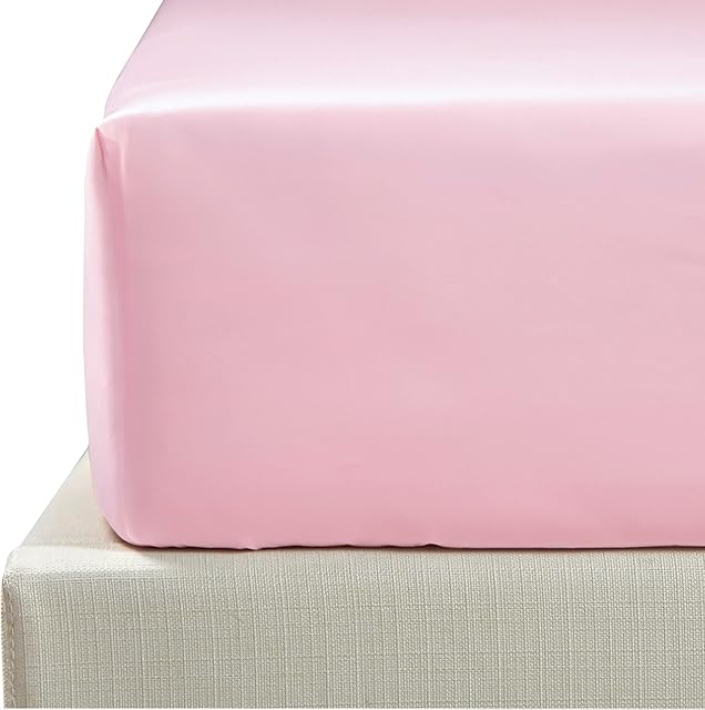 NTBAY 500 Thread Count 100% Egyptian Cotton Double Fitted Sheet, Super Soft Cozy and Breathable Deep 12" / 30cm Fitted Bed Sheet, Pink